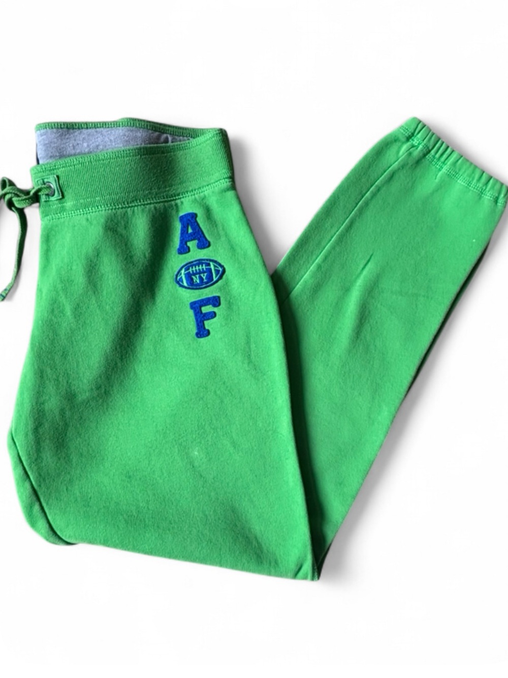 Abercrombie & Fitch Green Joggers with Blue AF Logo